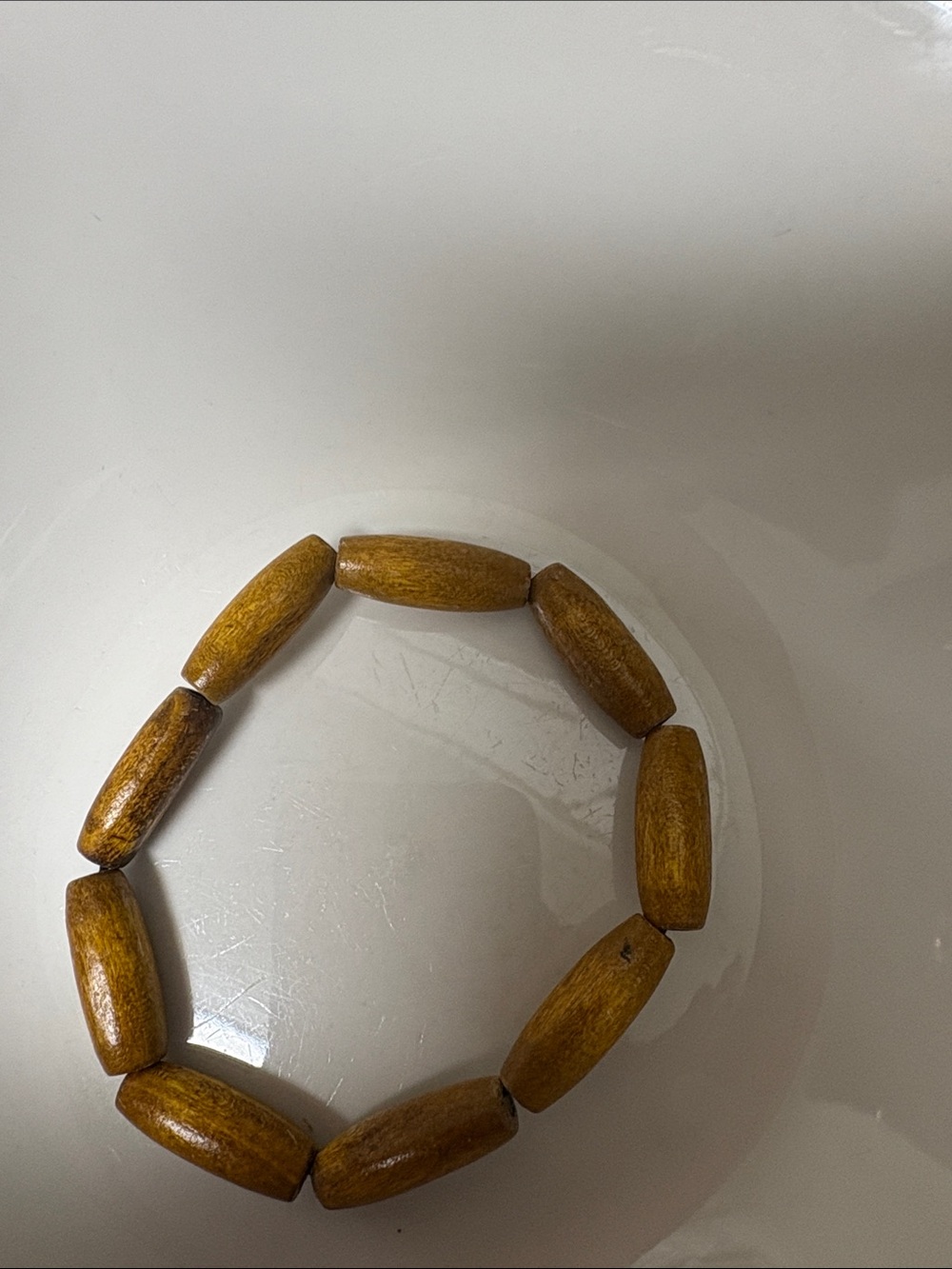 Wood Bead Stretch Bracelet in Warm Brown